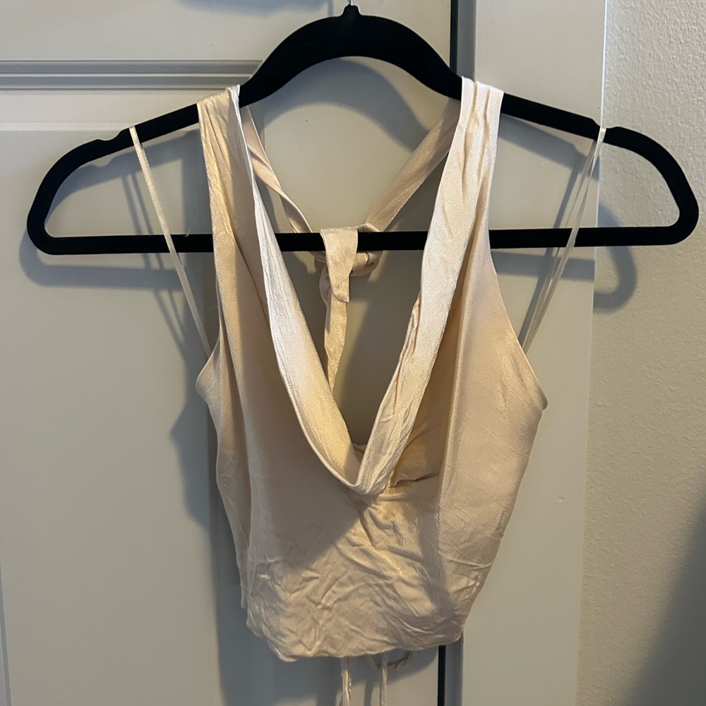 Zara Cream Cowl Neck Top